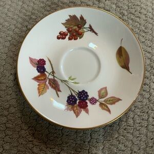 Royal Worcester saucer with Gold Trim - Evesham